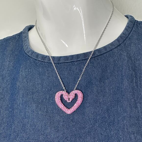 Swarovski Sublima Pendant (Pink) Swan Heart, Large, Necklace - Picture 5 of 12